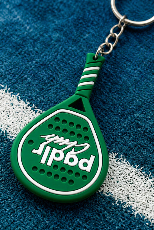 Padlr Club Padel Racket Keyring – Green & White Rubber Bag Charm