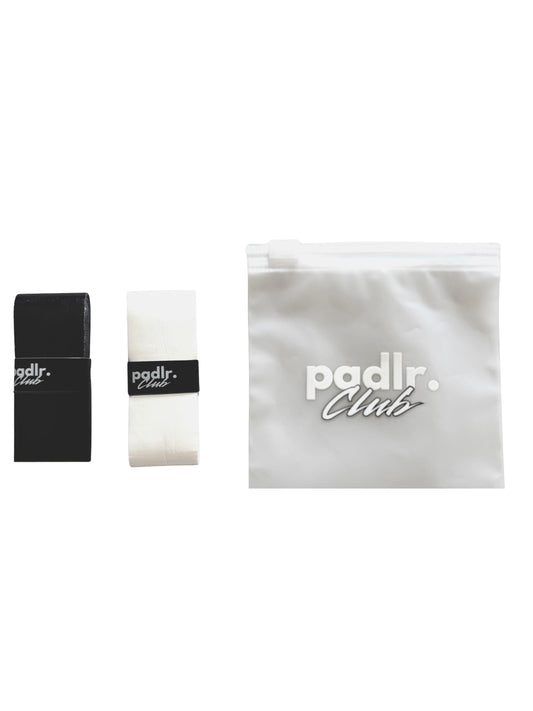 Padlr Club Premium Padel & Tennis Overgrips – Black & White Pack of 2 – Non-Slip, Sweat Absorbent