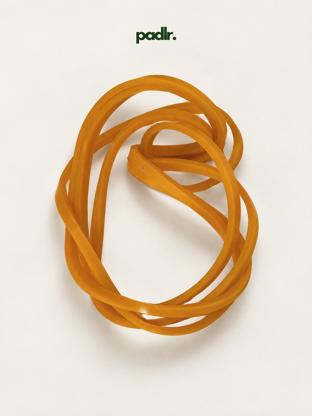 Padlr Sports Science Warm-Up Band, orange latex resistance band on a clean studio background