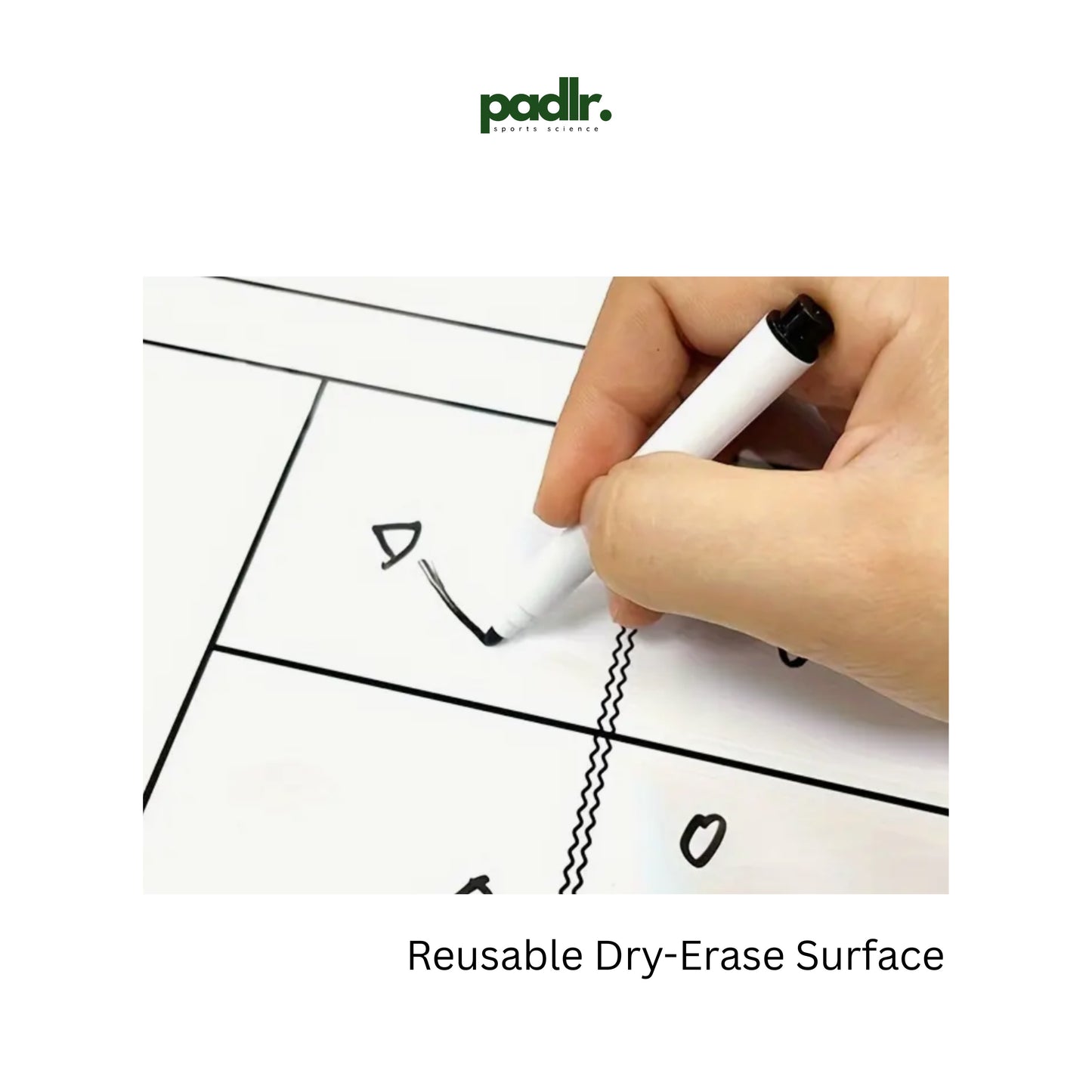 Padlr Sports Science Dual-Sided Padel & Tennis Tactical Coaching Board (with Marker)