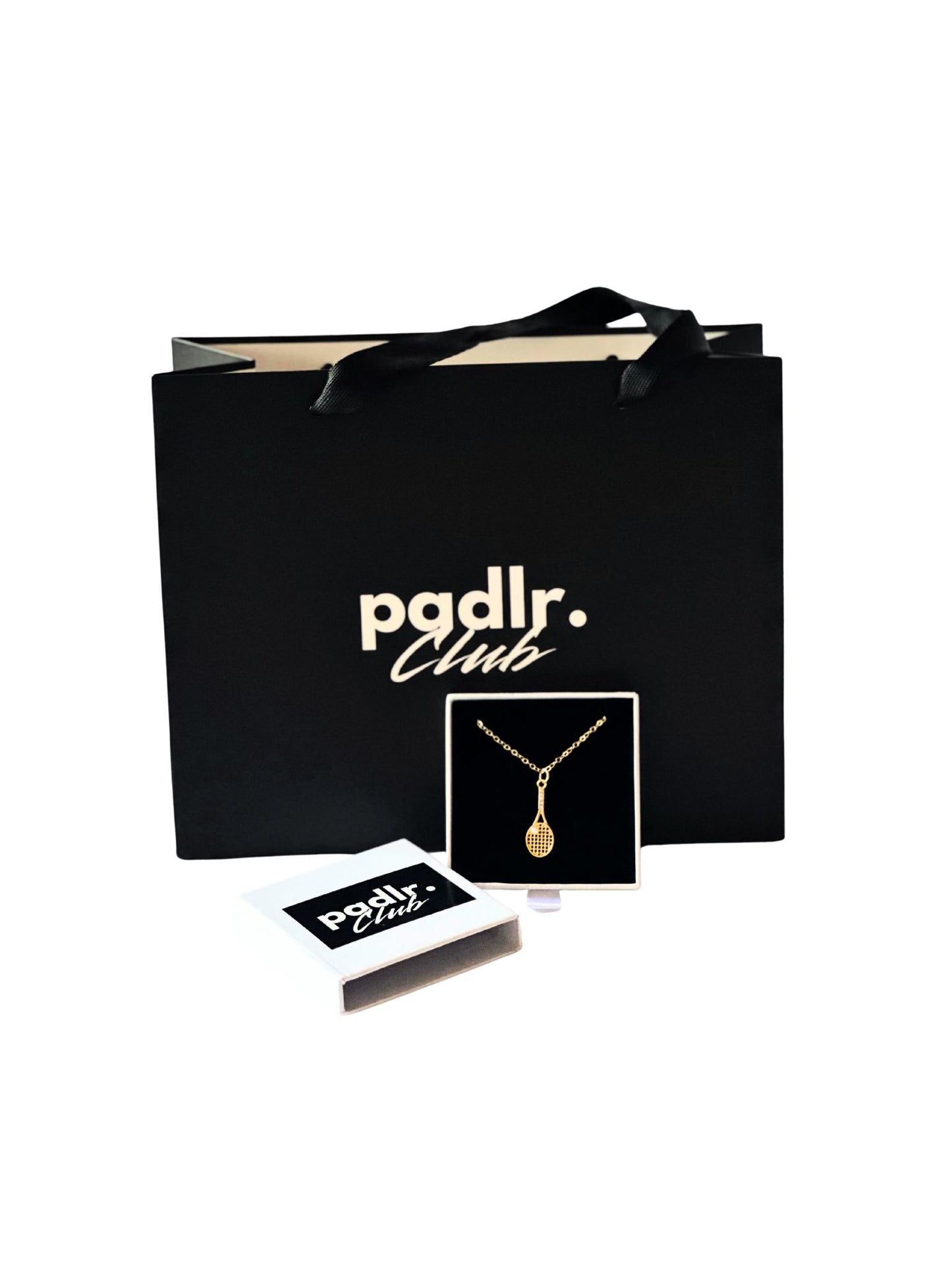 Padlr Club 18K Gold-Plated Padel Racket Necklace | Luxury Sports Jewelry with Pearl & Crystal Detail