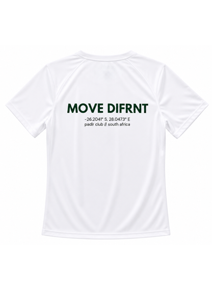 "MOVE DIFRNT" TEE, WHITE