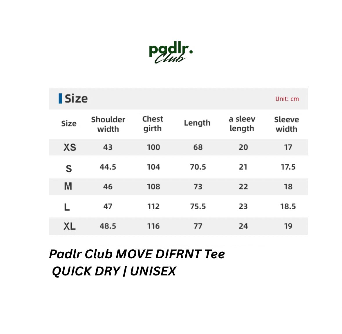 Padlr Club MOVE DIFRNT Tee – Unisex Quick Dry T-Shirt