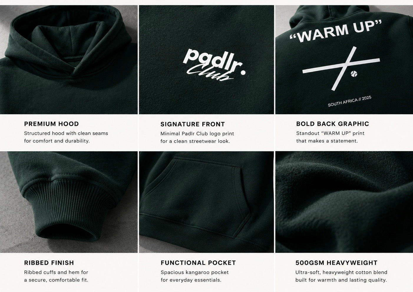 "WARM UP" Hoodie, CLUB GREEN | LIMITED EDITION