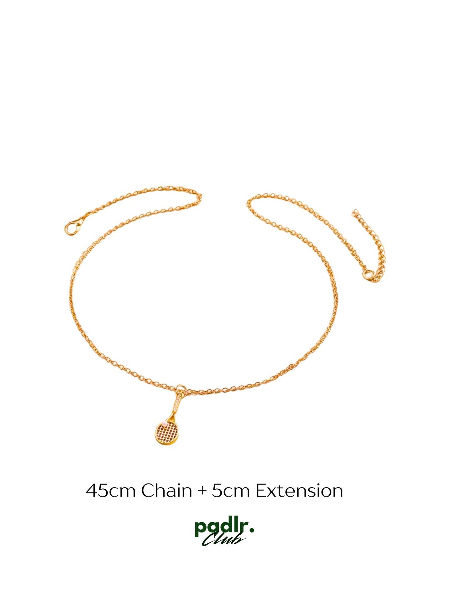Padlr Club 18K Gold-Plated Padel Racket Necklace | Luxury Sports Jewelry with Pearl & Crystal Detail