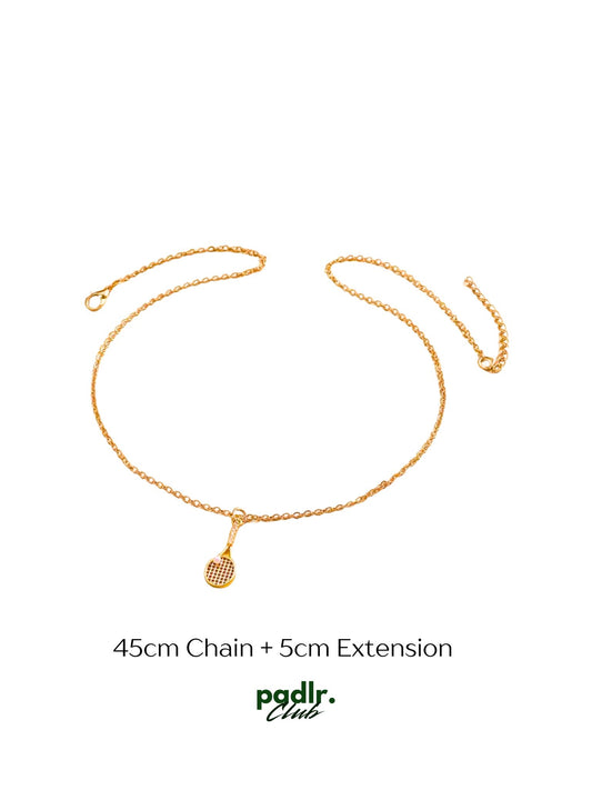 Padlr Club 18K Gold-Plated Padel Racket Necklace | Luxury Sports Jewelry with Pearl & Crystal Detail