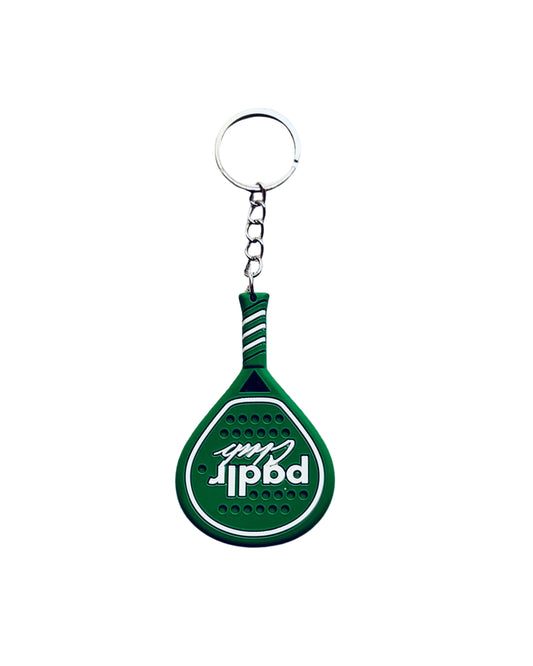 Padlr Club Padel Racket Keyring – Green & White Rubber Bag Charm