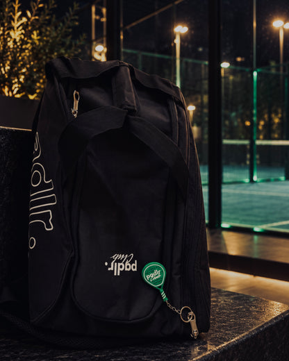 Padlr Club Padel Racket Keyring – Green & White Rubber Bag Charm