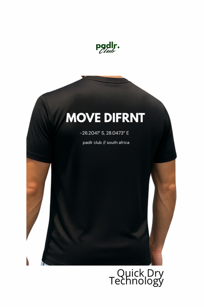 "MOVE DIFRNT" TEE, BLACK