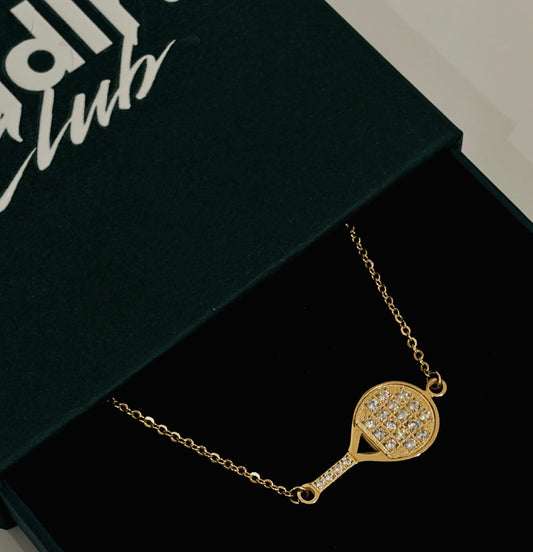 Tarnish-Free Padel Racket Bracelet – Gold Stainless Steel with Cubic Zirconia