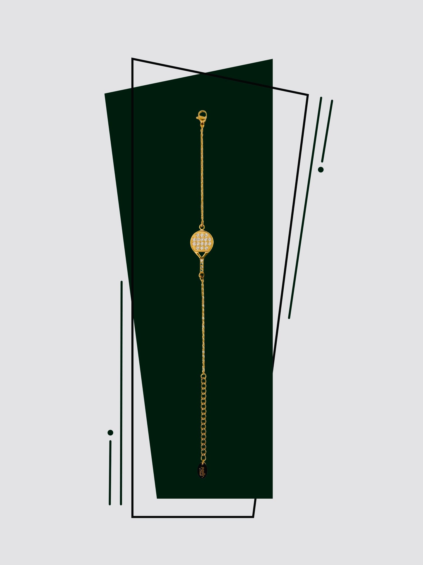 Tarnish-Free Padel Racket Bracelet – Gold Stainless Steel with Cubic Zirconia