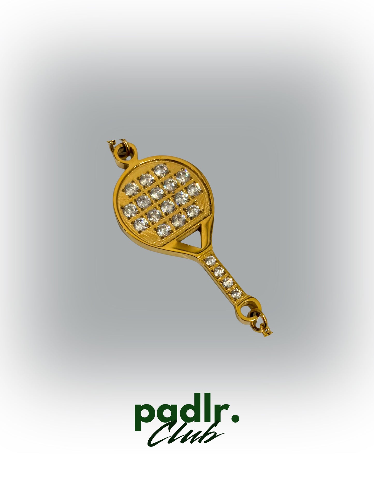 Tarnish-Free Padel Racket Bracelet – Gold Stainless Steel with Cubic Zirconia